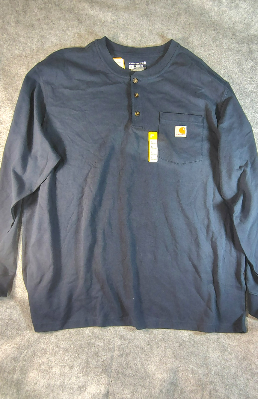 Carhartt Pocket Henley T-Shirt Men's XL Navy Blue Loose Fit Heavyweight NWT